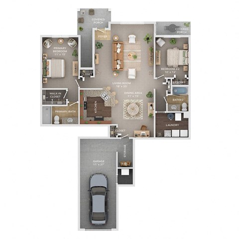 Floor plan for 2 beds, 2 baths, 1545 sqft